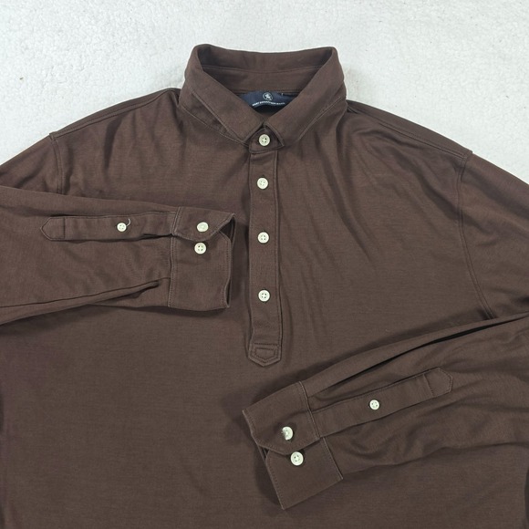 Hart Schaffner Marx Polo Mens L Brown Performance Stretch  Long Sleeve  Casual - Picture 1 of 9